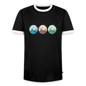 Gebirgslandschaft Geometrische Kunst - Männer Kontrast-T-Shirt - Schwarz/Weiß - Vorne - AI Model Female 172 light (172cm) & AI Model Male 178 light (178cm)