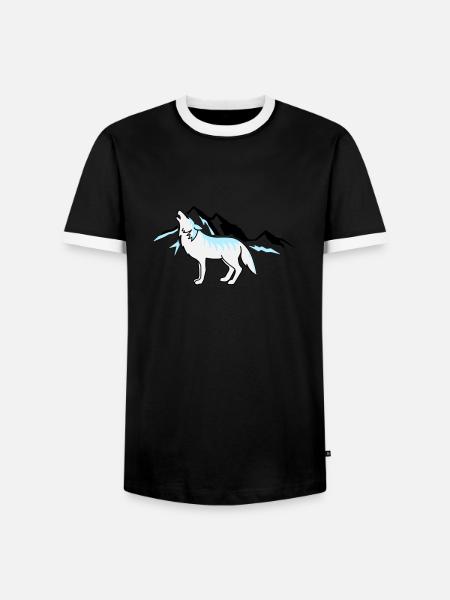 Wolf Mountains 02 - Men's Ringer Shirt - black/white