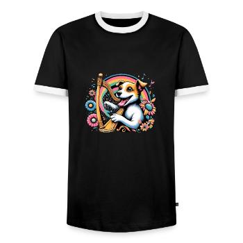 Harp sounds in the heartbeat - Men's Ringer Shirt - black/white - Front - AI Model Female 172 light (172cm) & AI Model Male 178 light (178cm)