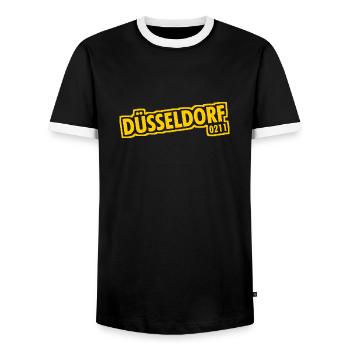 Dusseldorf - 0211 - Dialling Code - NRW - Ruhrpott - Men's Ringer Shirt - black/white - Front - AI Model Female 172 light (172cm) & AI Model Male 178 light (178cm)