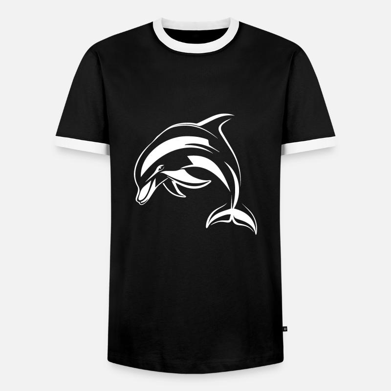 Delfin - Männer Kontrast-T-Shirt - Schwarz/Weiß