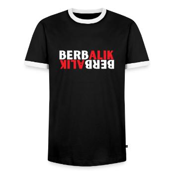 INDONET Berbalik - T-shirt contrasté Homme - noir/blanc - Devant - AI Model Female 172 light (172cm) & AI Model Male 178 light (178cm)