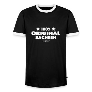 Sachsen - Männer Kontrast-T-Shirt - Schwarz/Weiß - Vorne - AI Model Female 172 light (172cm) & AI Model Male 178 light (178cm)