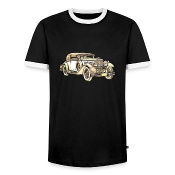Oldtimer car retro - Men's Ringer Shirt - black/white - Front - AI Model Female 172 light (172cm) & AI Model Male 178 light (178cm)