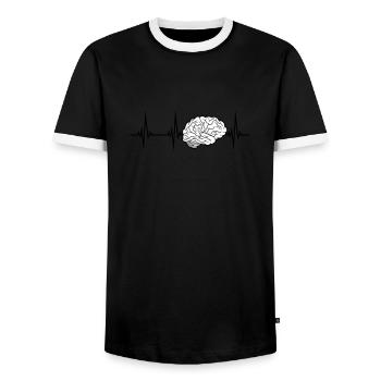 ECG brain design - Men's Ringer Shirt - black/white - Front - AI Model Female 172 light (172cm) & AI Model Male 178 light (178cm)