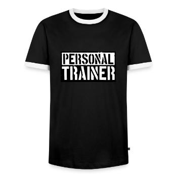 Bodybuilder Personal Trainer - Men's Ringer Shirt - black/white - Front - AI Model Female 172 light (172cm) & AI Model Male 178 light (178cm)