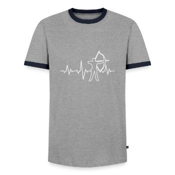 Bow and arrow heartbeat gift archer - Men's Ringer Shirt - grey/navy  - Front - AI Model Female 172 light (172cm) & AI Model Male 178 light (178cm)