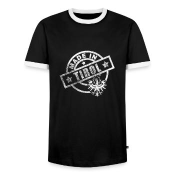 Fabriqué en dialecte tyrol Armoiries Eagle Gift - T-shirt contrasté Homme - noir/blanc - Devant - AI Model Female 172 light (172cm) & AI Model Male 178 light (178cm)