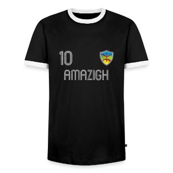 Amazigh Football Team - Men's Ringer Shirt - black/white - Front - AI Model Female 172 light (172cm) & AI Model Male 178 light (178cm)