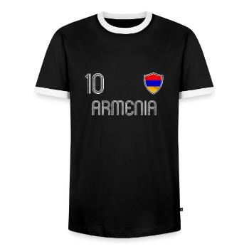 Arménie équipe de football - T-shirt contrasté Homme - noir/blanc - Devant - AI Model Female 172 light (172cm) & AI Model Male 178 light (178cm)