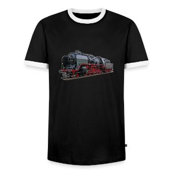 Dampflok BR 50 3501 - Männer Kontrast-T-Shirt - Schwarz/Weiß - Vorne - AI Model Female 172 light (172cm) & AI Model Male 178 light (178cm)