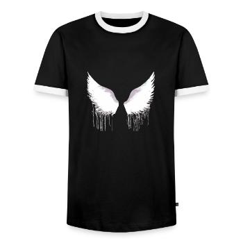 Ailes, ailes d’ange, ailes d’ange, blanc, graffiti - T-shirt contrasté Homme - noir/blanc - Devant - AI Model Female 172 light (172cm) & AI Model Male 178 light (178cm)