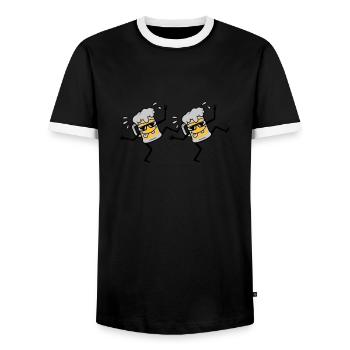 2 dancing party beers - Men's Ringer Shirt - black/white - Front - AI Model Female 172 light (172cm) & AI Model Male 178 light (178cm)