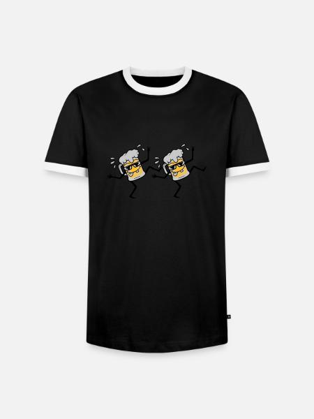 2 dancing party beers - Men's Ringer Shirt - black/white