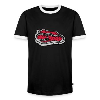 Steak juicy bloody Grill Master - Men's Ringer Shirt - black/white - Front - AI Model Female 172 light (172cm) & AI Model Male 178 light (178cm)