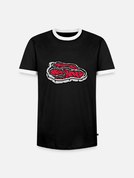 Steak juteux sanglant Grill Master - T-shirt contrasté Homme - noir/blanc