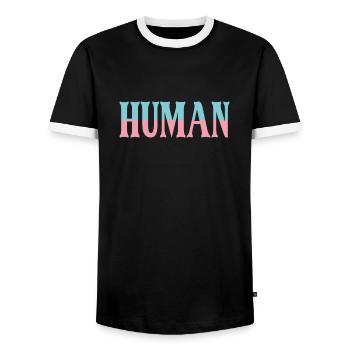 HUMAN - Men's Ringer Shirt - black/white - Front - AI Model Female 172 light (172cm) & AI Model Male 178 light (178cm)