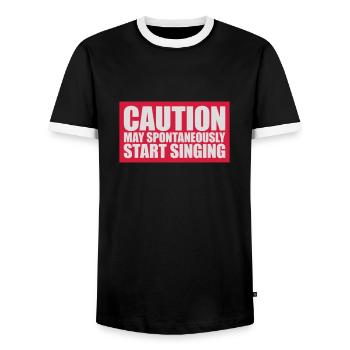 may spontaneously start singing - Männer Kontrast-T-Shirt - Schwarz/Weiß - Vorne - AI Model Female 172 light (172cm) & AI Model Male 178 light (178cm)