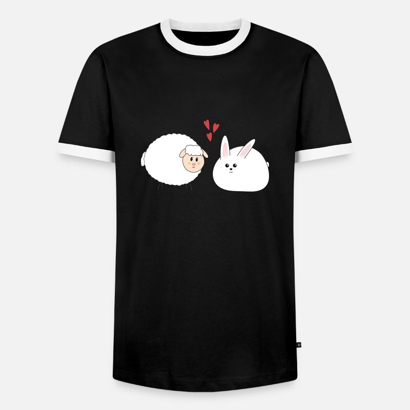 Rabbit and sheep, Easter - Men's Ringer Shirt - black/white