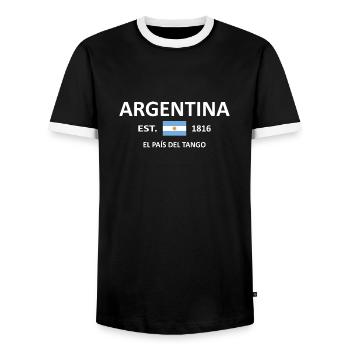 ARGENTINE - T-shirt contrasté Homme - noir/blanc - Devant - AI Model Female 172 light (172cm) & AI Model Male 178 light (178cm)