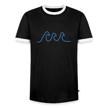 Wellen Welle Natur Meer Skizze - Männer Kontrast-T-Shirt - Schwarz/Weiß - Vorne - AI Model Female 172 light (172cm) & AI Model Male 178 light (178cm)
