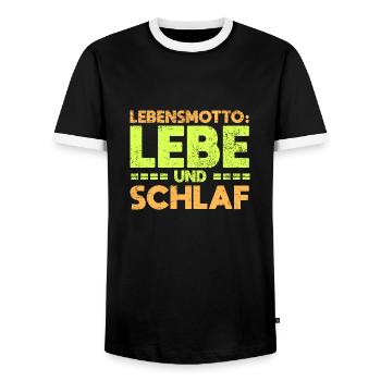 Lebensmotto: Lebe Und Schlaf - Männer Kontrast-T-Shirt - Schwarz/Weiß - Vorne - AI Model Female 172 light (172cm) & AI Model Male 178 light (178cm)