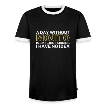 Mojito Funny A Day Without Mojito - Men's Ringer Shirt - black/white - Front - AI Model Female 172 light (172cm) & AI Model Male 178 light (178cm)