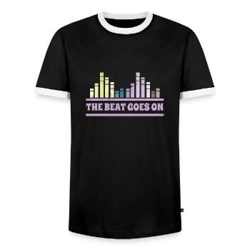 The Beat goes on DJ Musiker Equalizer - Männer Kontrast-T-Shirt - Schwarz/Weiß - Vorne - AI Model Female 172 light (172cm) & AI Model Male 178 light (178cm)
