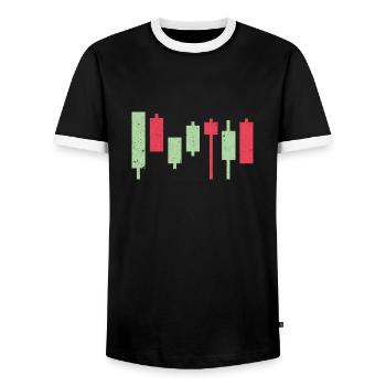 Investment Banking Finance Chart Money Investor - Men's Ringer Shirt - black/white - Front - AI Model Female 172 light (172cm) & AI Model Male 178 light (178cm)