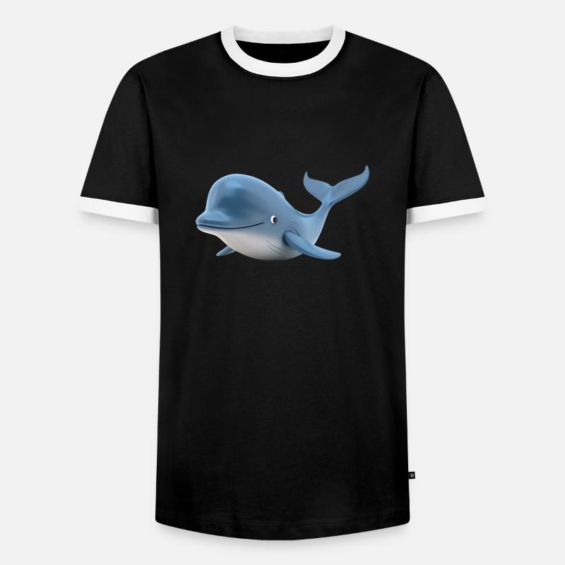 Willibald der freundliche Wal - Männer Kontrast-T-Shirt - Schwarz/Weiß