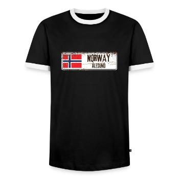 Alesund Norway Flag - Men's Ringer Shirt - black/white - Front - AI Model Female 172 light (172cm) & AI Model Male 178 light (178cm)