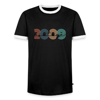 2009 Vintage Retro - Männer Kontrast-T-Shirt - Schwarz/Weiß - Vorne - AI Model Female 172 light (172cm) & AI Model Male 178 light (178cm)