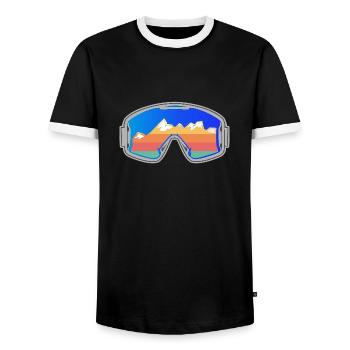 Lunettes de ski skieur Vintage Design Bright - T-shirt contrasté Homme - noir/blanc - Devant - AI Model Female 172 light (172cm) & AI Model Male 178 light (178cm)