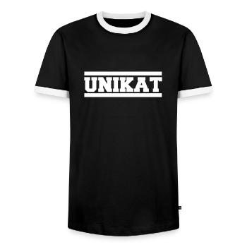 Unique - Men's Ringer Shirt - black/white - Front - AI Model Female 172 light (172cm) & AI Model Male 178 light (178cm)