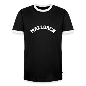 Mallorca lettering - Men's Ringer Shirt - black/white - Front - AI Model Female 172 light (172cm) & AI Model Male 178 light (178cm)