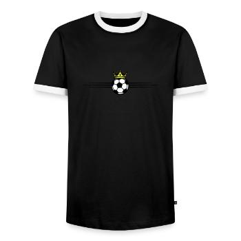 Fussball Ball Krone - Männer Kontrast-T-Shirt - Schwarz/Weiß - Vorne - AI Model Female 172 light (172cm) & AI Model Male 178 light (178cm)