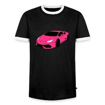 Lambo Sports Car - Men's Ringer Shirt - black/white - Front - AI Model Female 172 light (172cm) & AI Model Male 178 light (178cm)