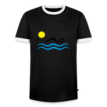 natation - T-shirt contrasté Homme - noir/blanc - Devant - AI Model Female 172 light (172cm) & AI Model Male 178 light (178cm)