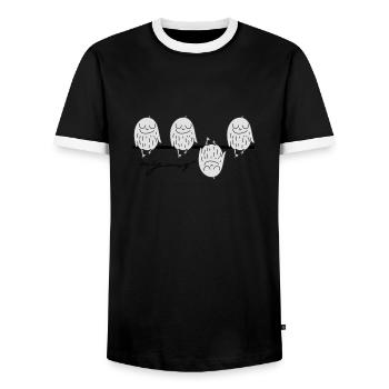 quatre oiseaux - T-shirt contrasté Homme - noir/blanc - Devant - AI Model Female 172 light (172cm) & AI Model Male 178 light (178cm)