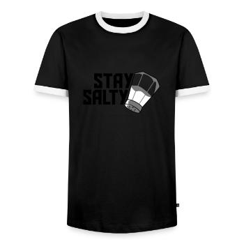Stay Salty Logo - Männer Kontrast-T-Shirt - Schwarz/Weiß - Vorne - AI Model Female 172 light (172cm) & AI Model Male 178 light (178cm)