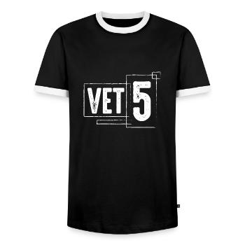VET 5 - fan shirt - Men's Ringer Shirt - black/white - Front - AI Model Female 172 light (172cm) & AI Model Male 178 light (178cm)