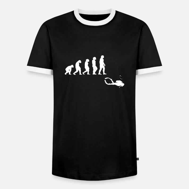 Evolution diving with a device - Men's Ringer Shirt - black/white