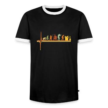 Jeu ECG Battement de Coeur Evolution Retro Gamer - T-shirt contrasté Homme - noir/blanc - Devant - AI Model Female 172 light (172cm) & AI Model Male 178 light (178cm)