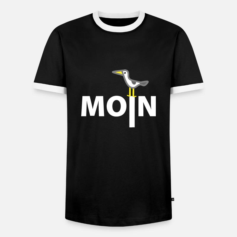 Nordsee Möwe- Moin - Männer Kontrast-T-Shirt - Schwarz/Weiß