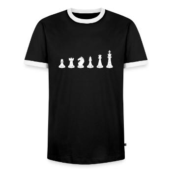 Schach Figuren Schachspieler Chess - Männer Kontrast-T-Shirt - Schwarz/Weiß - Vorne - AI Model Female 172 light (172cm) & AI Model Male 178 light (178cm)