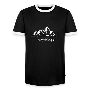 Berge Bergsüchtig Bergsteiger wandern Trekking - Männer Kontrast-T-Shirt - Schwarz/Weiß - Vorne - AI Model Female 172 light (172cm) & AI Model Male 178 light (178cm)