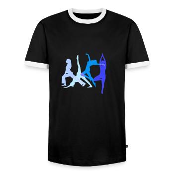 tournoiin, yoga,sport,exercices,danseur,gymnastique,b - T-shirt contrasté Homme - noir/blanc - Devant - AI Model Female 172 light (172cm) & AI Model Male 178 light (178cm)