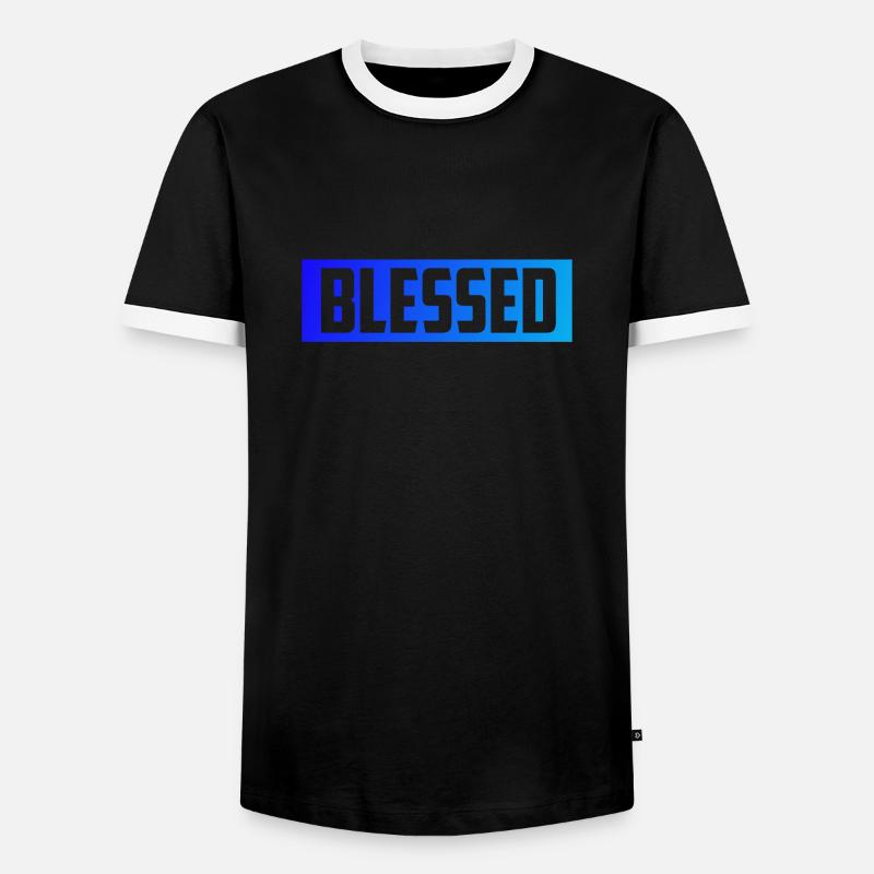Blessed happy and content! - Men's Ringer Shirt - black/white