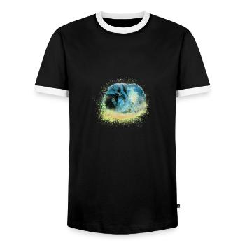 guinea pig,graffiti,painting,blue,pink,pop-art - Men's Ringer Shirt - black/white - Front - AI Model Female 172 light (172cm) & AI Model Male 178 light (178cm)