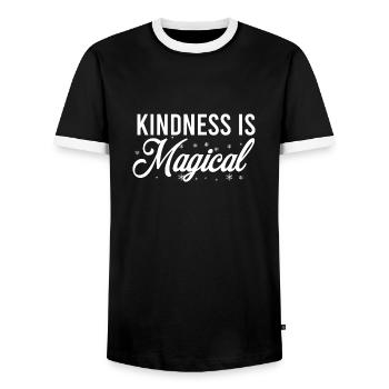 Kindness is magical - Men's Ringer Shirt - black/white - Front - AI Model Female 172 light (172cm) & AI Model Male 178 light (178cm)